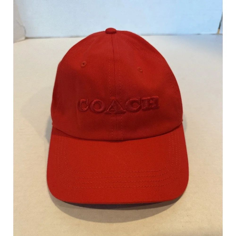 Coach Embroidered Baseball Cap Hat Red Adjustable New No Tag